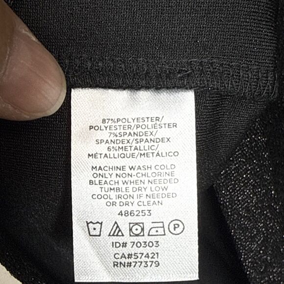 (T4) NWT ANN TAYLOR NWT Metallic Fringe Tweed Black Gold 3/4 Sleeve Top, Sz L - Picture 10 of 12